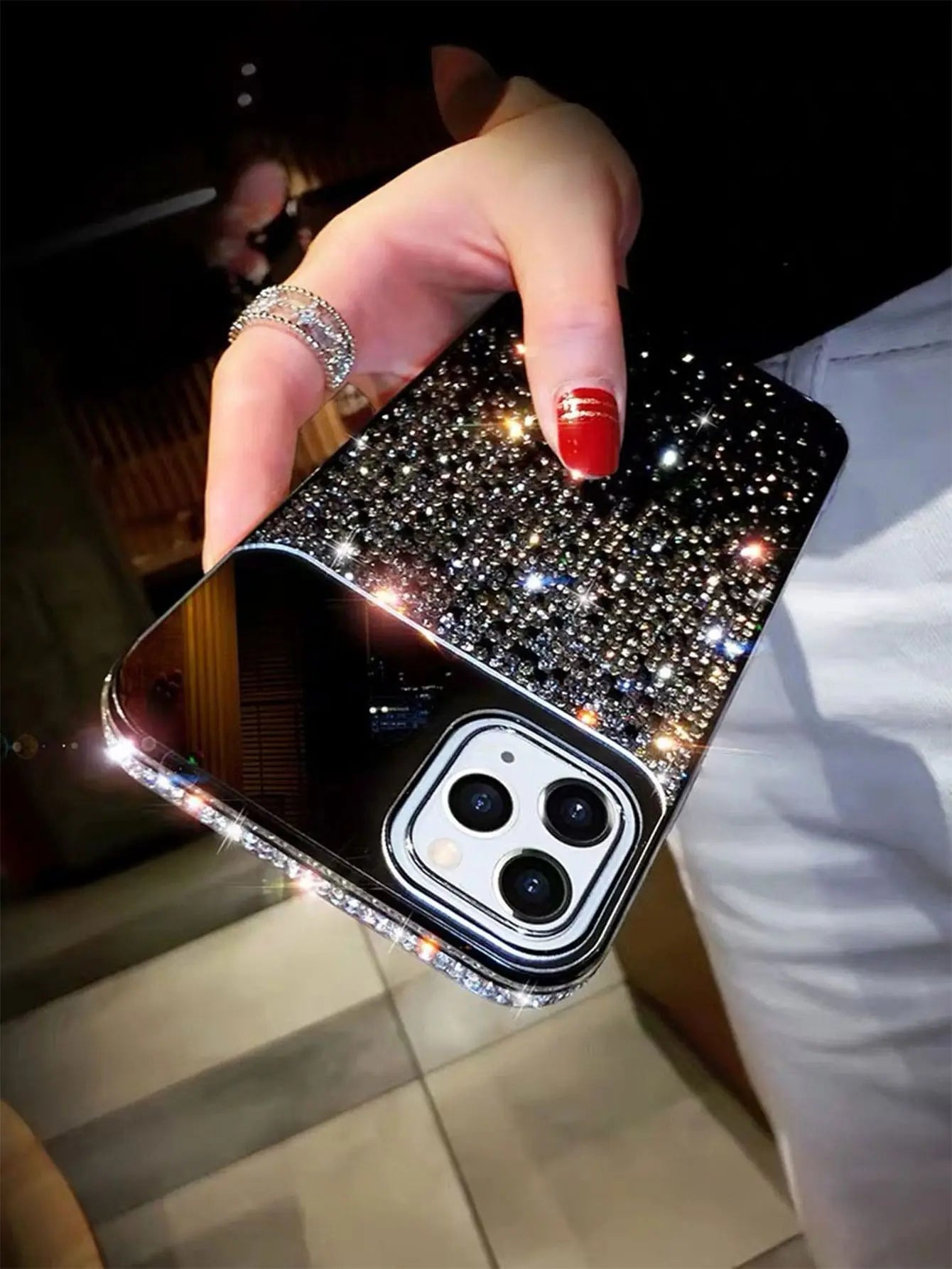 Ombre Rhinestone Decor iPhone Case
