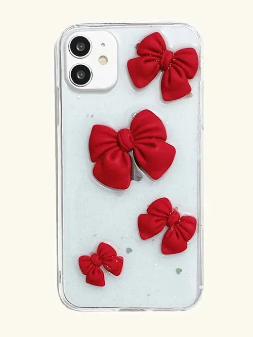 3D Bow Decor Clear iPhone Case