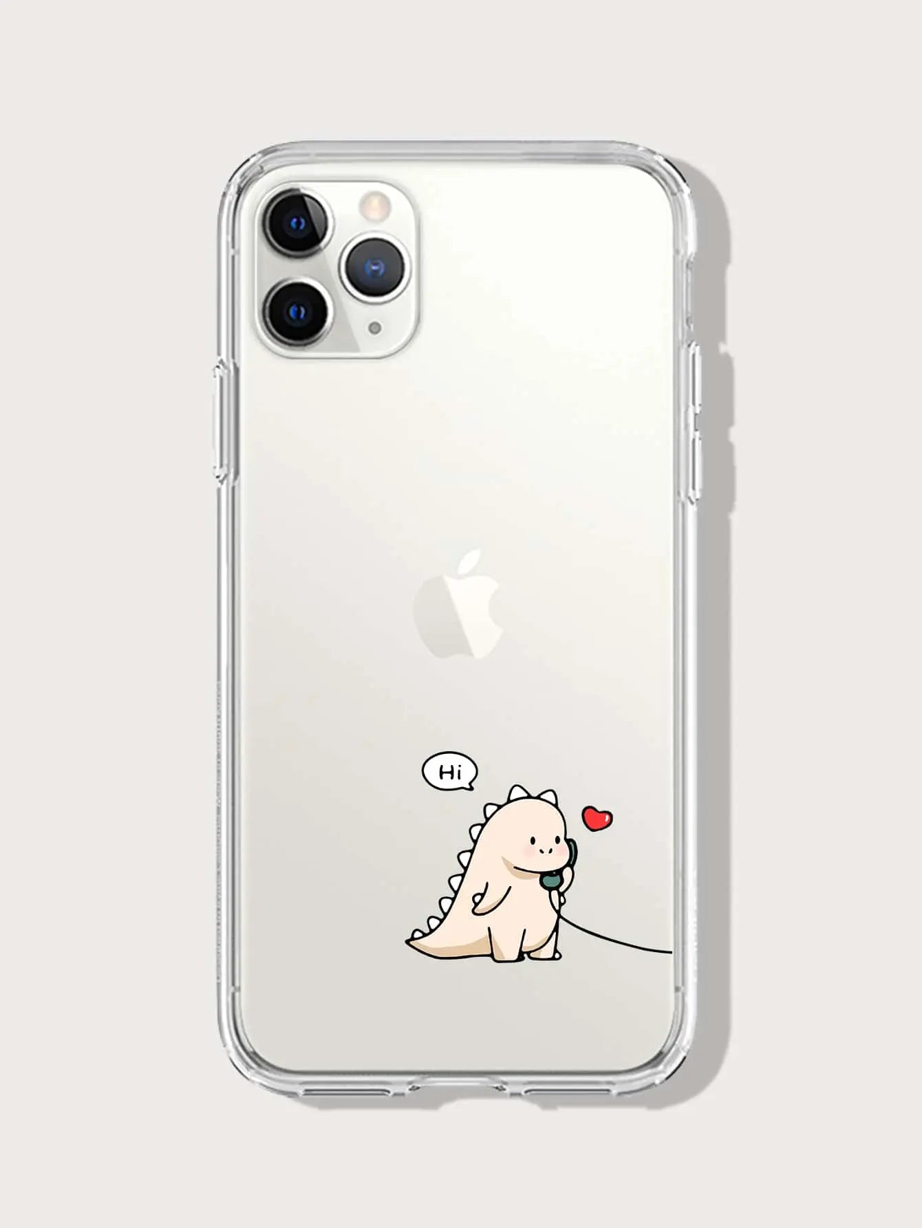 2pcs Couple Dinosaur Print Clear iPhone Case