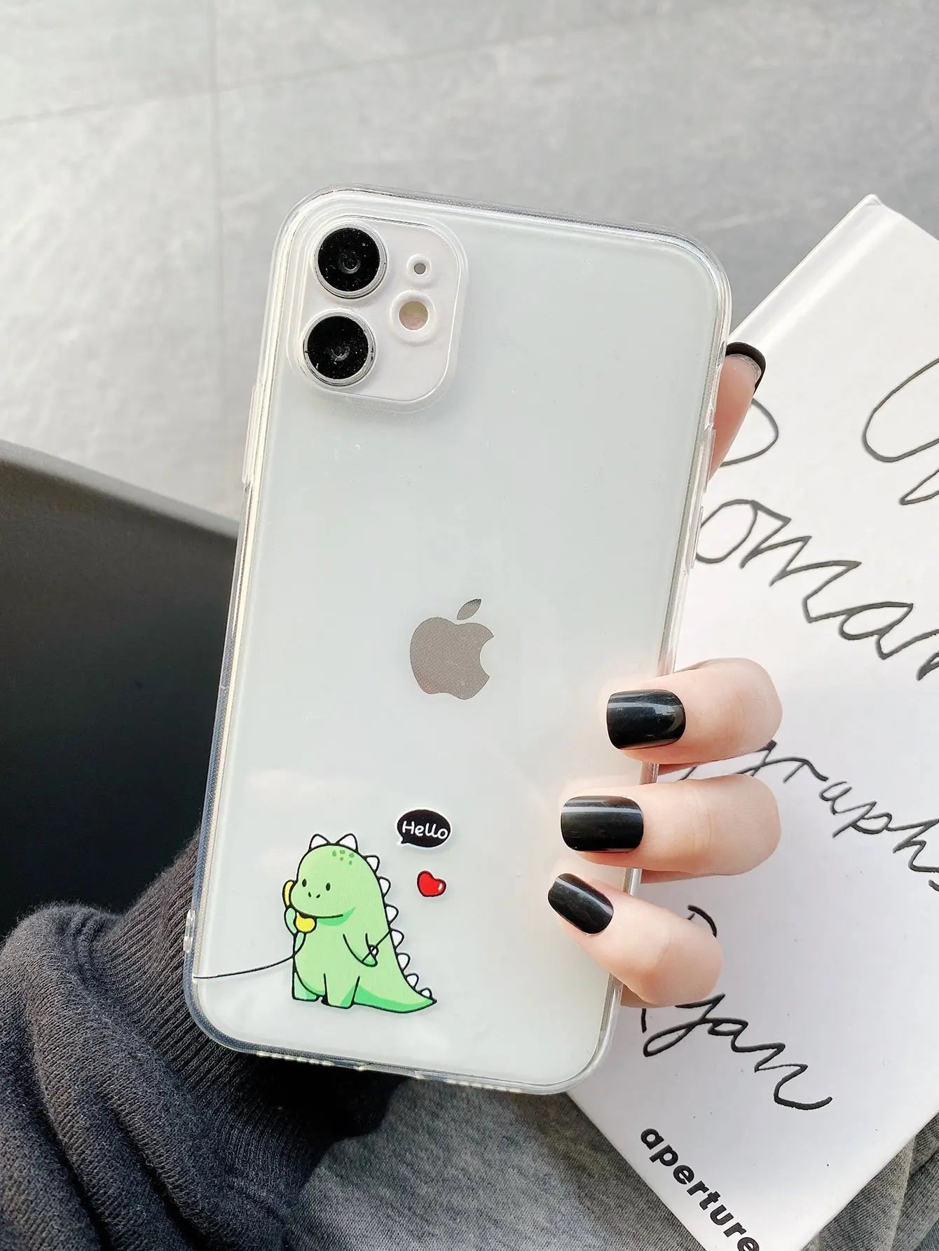 2pcs Couple Dinosaur Print Clear iPhone Case