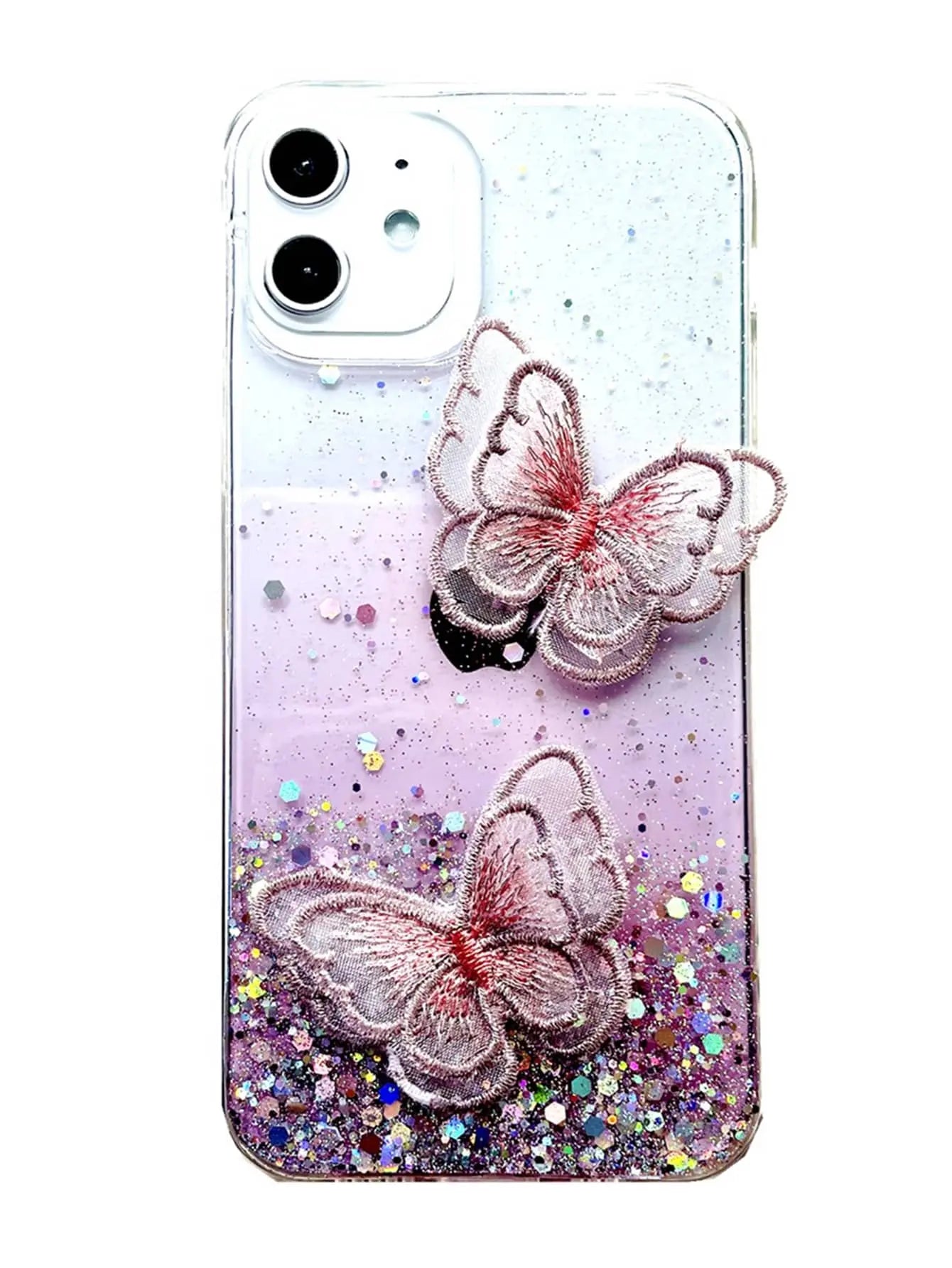 3D Butterfly Decor Glitter iPhone Case