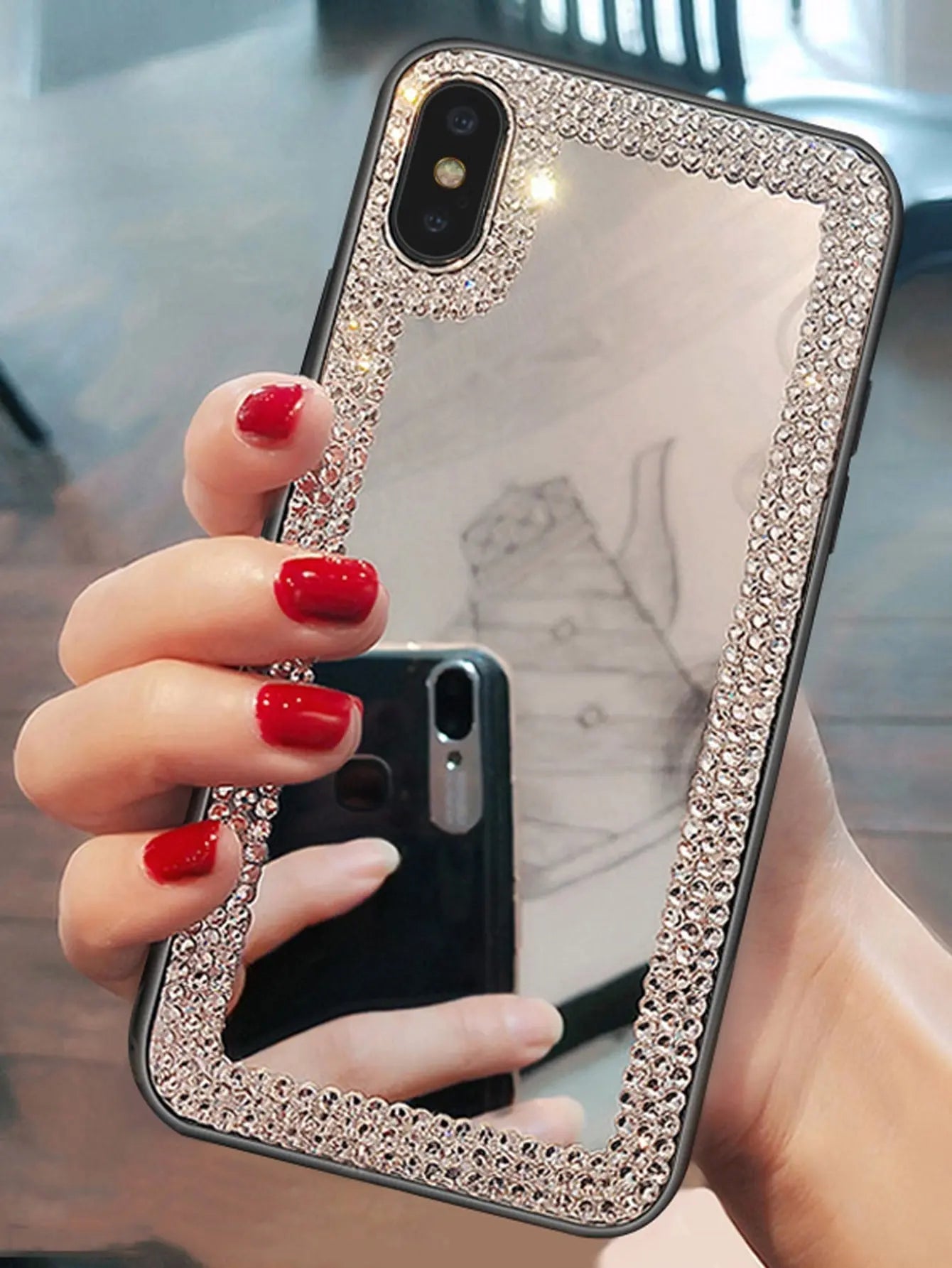 Rhinestone Decor Mirror iPhone Case