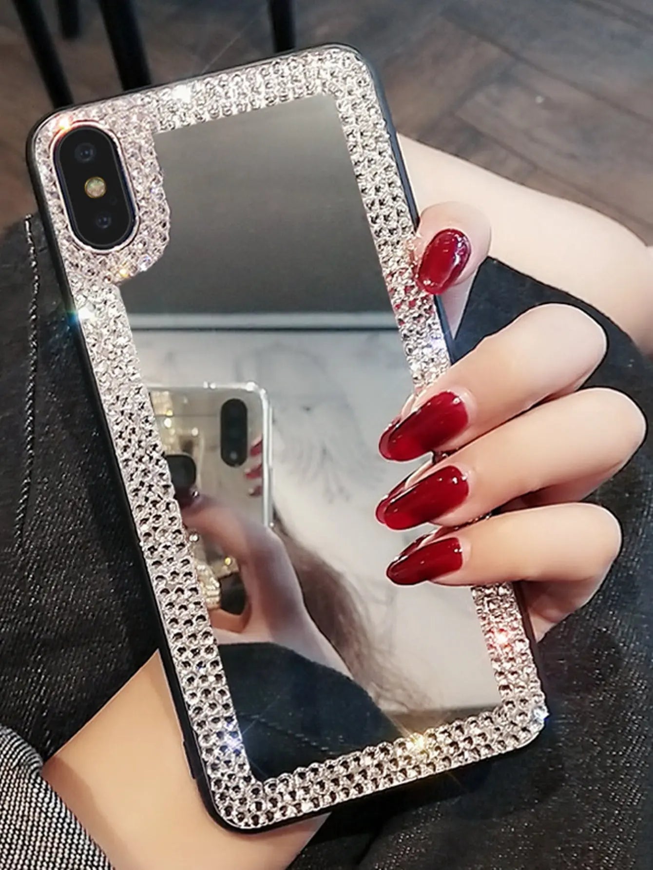 Rhinestone Decor Mirror iPhone Case