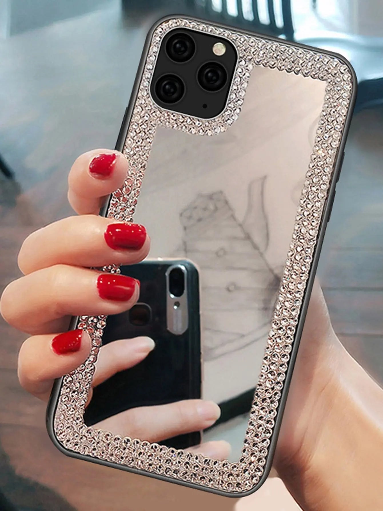 Rhinestone Decor Mirror iPhone Case