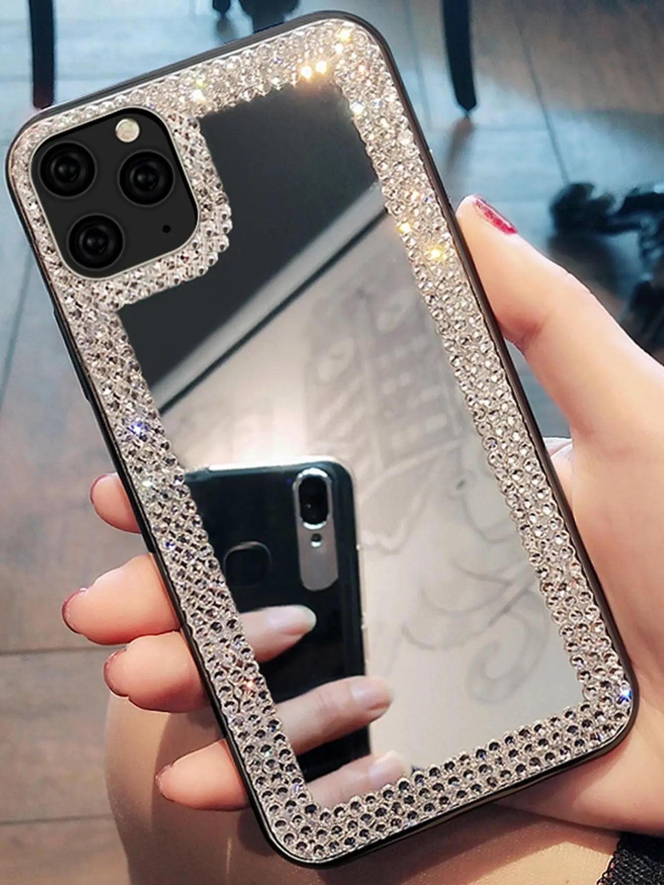 Rhinestone Decor Mirror iPhone Case