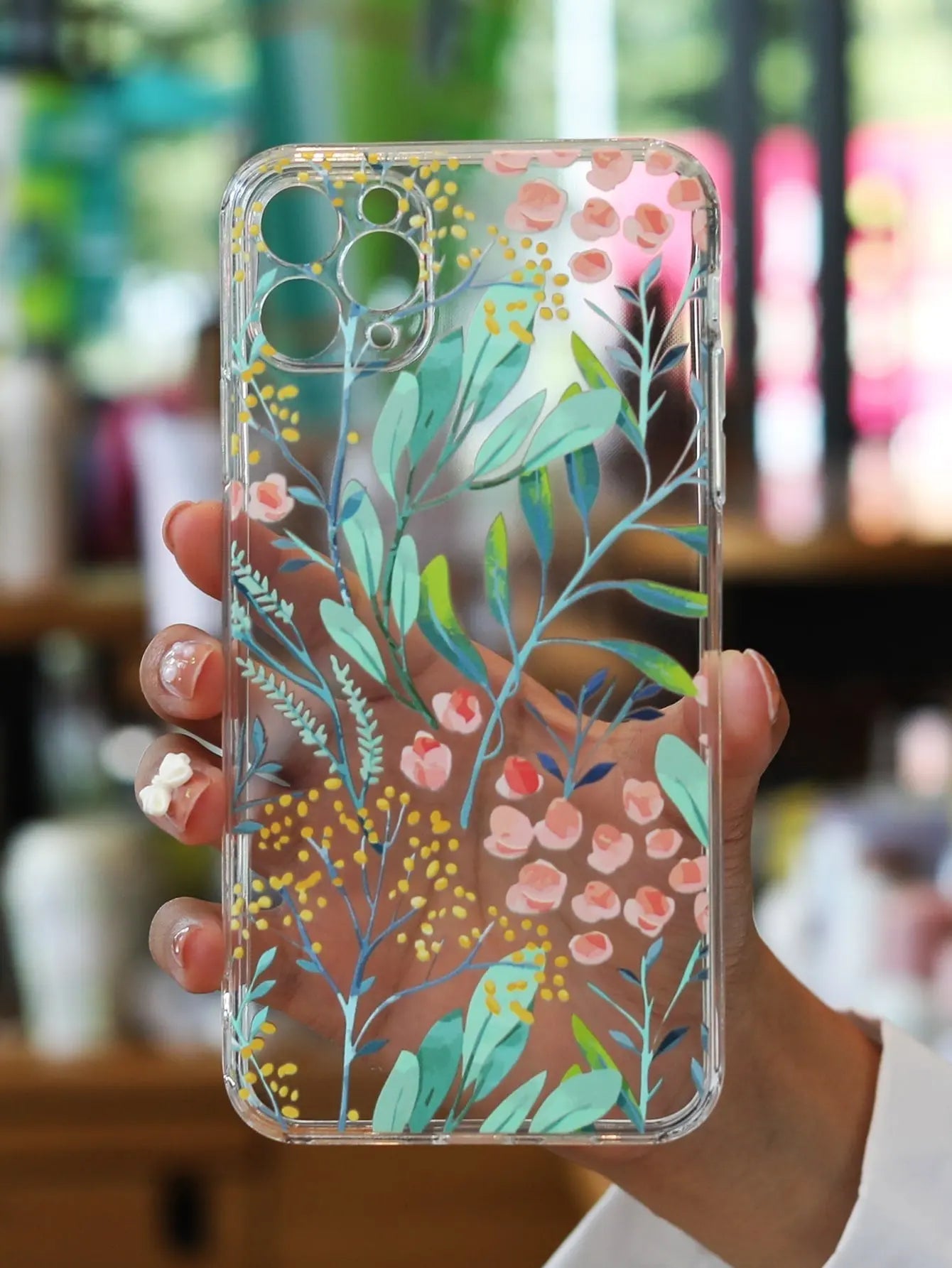 Plant Print Clear Phone Case