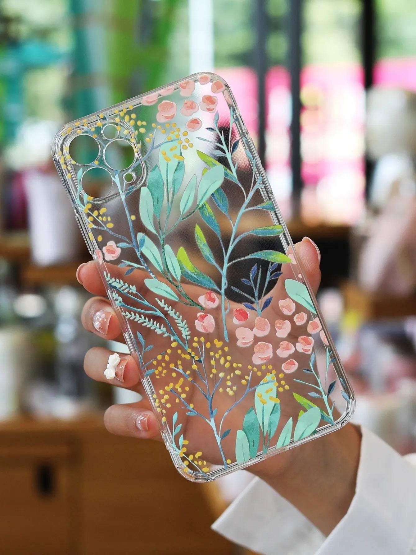 Plant Print Clear Phone Case