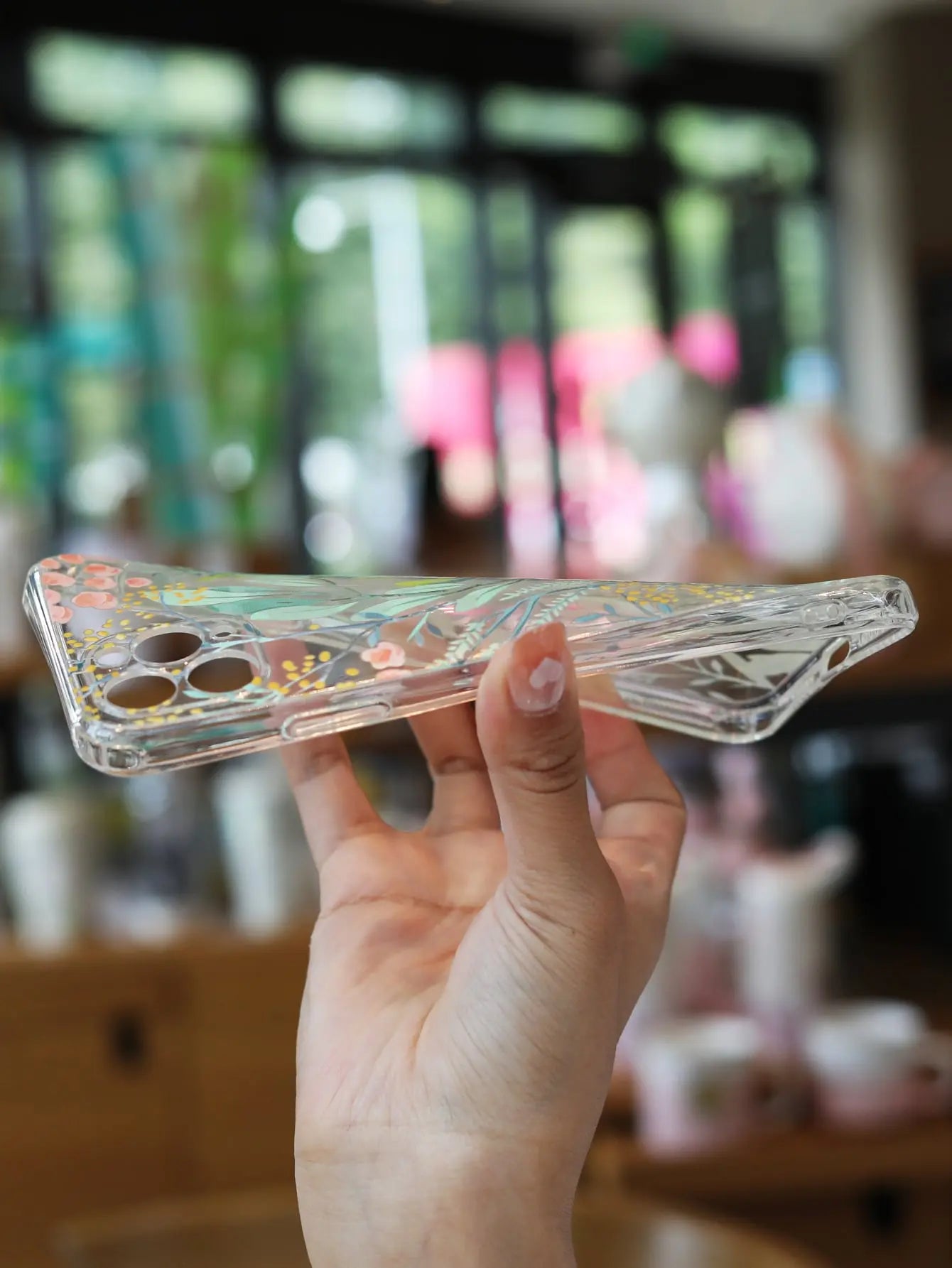 Plant Print Clear Phone Case
