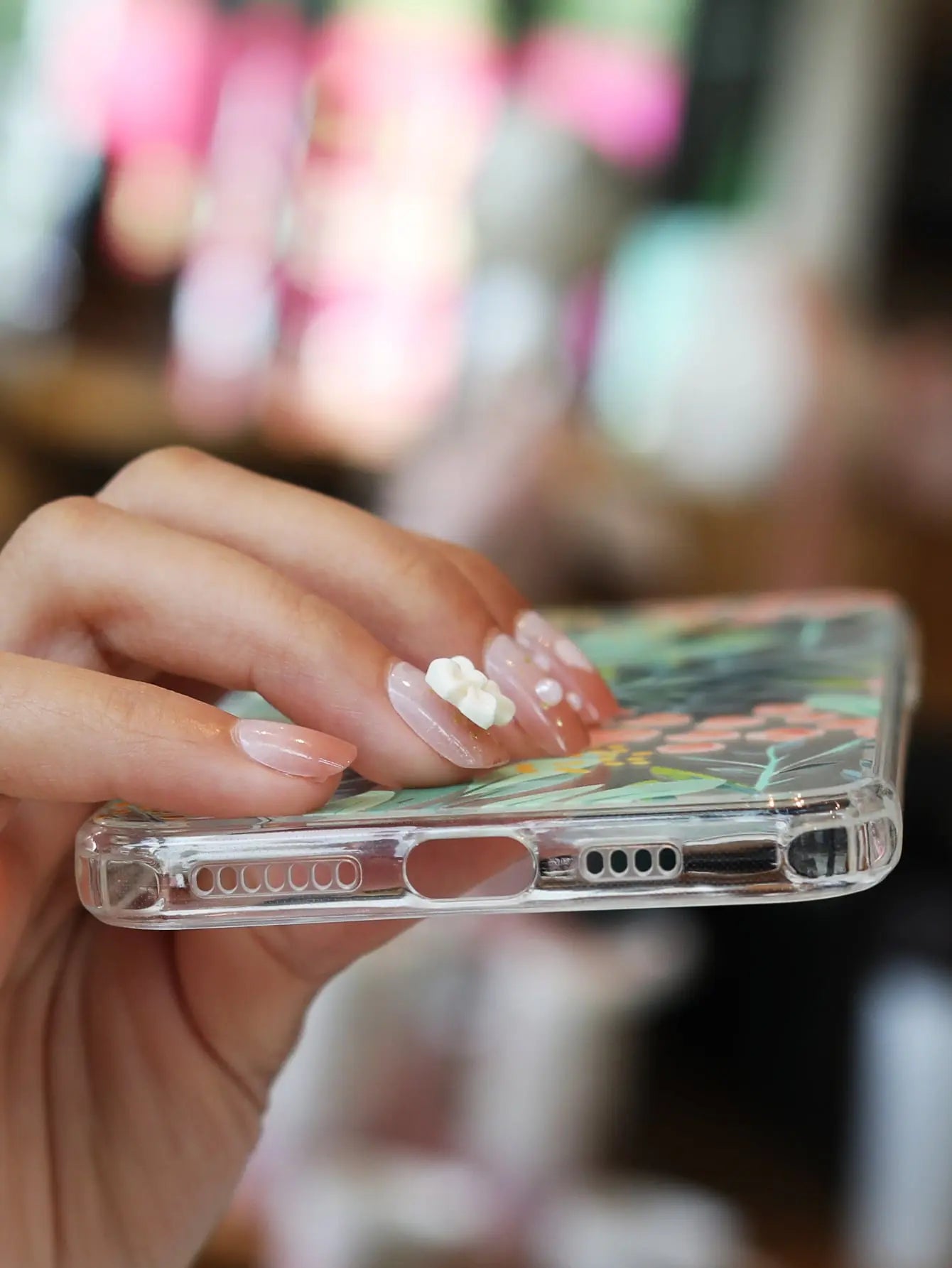 Plant Print Clear Phone Case