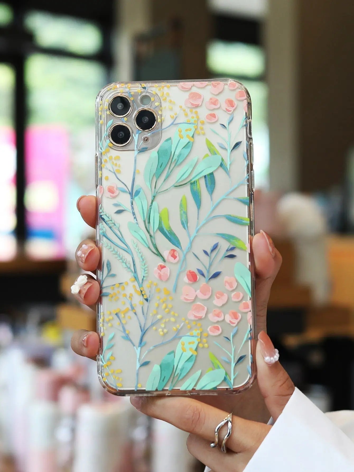 Plant Print Clear Phone Case