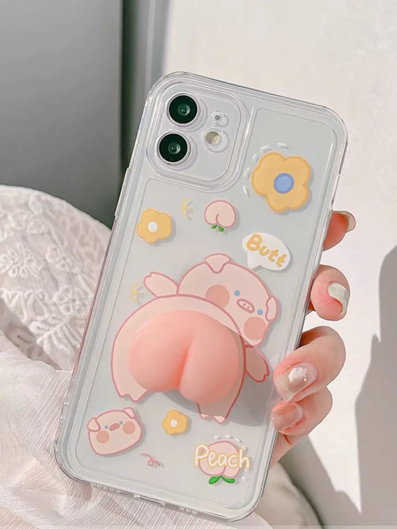 3D Peach Decor Cartoon Graphic Phone Case