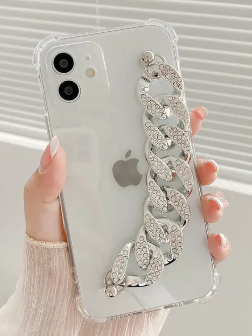 Plain Phone Case With Chain Hand Strap
