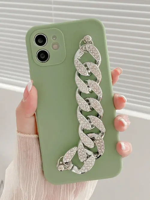 Plain Phone Case With Chain Hand Strap