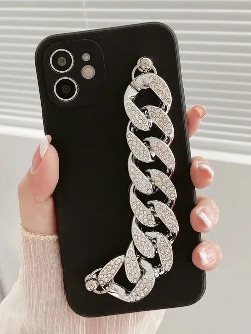 Plain Phone Case With Chain Hand Strap