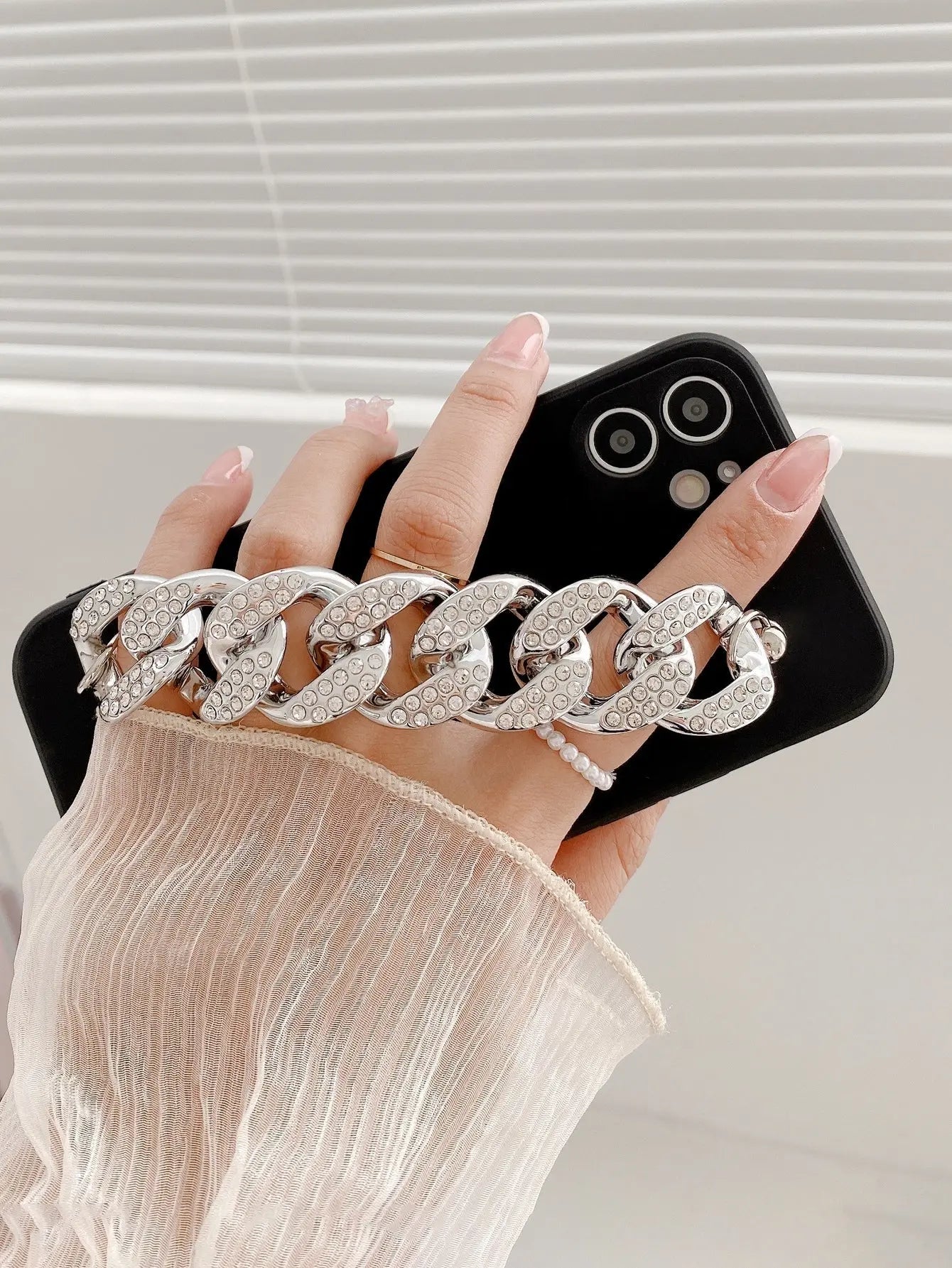 Plain Phone Case With Chain Hand Strap