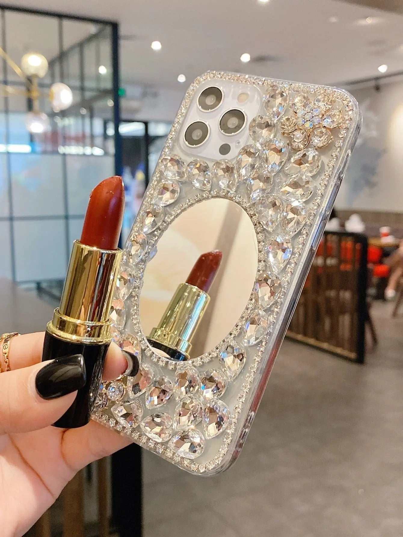 Rhinestone Decor Mirror Phone Case