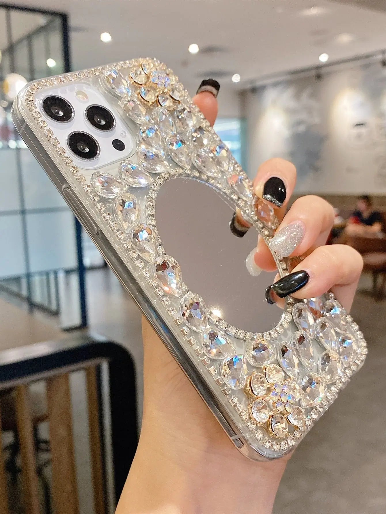 Rhinestone Decor Mirror Phone Case