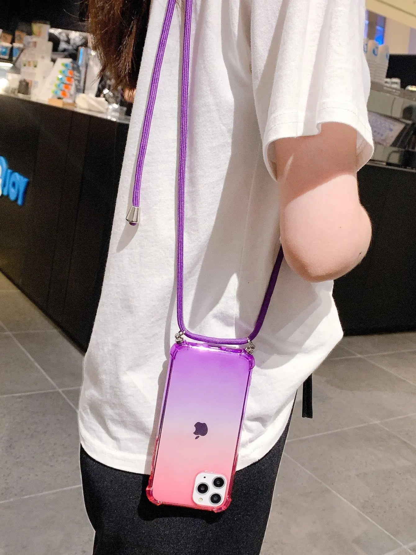 Ombre Clear Phone Case With Lanyard