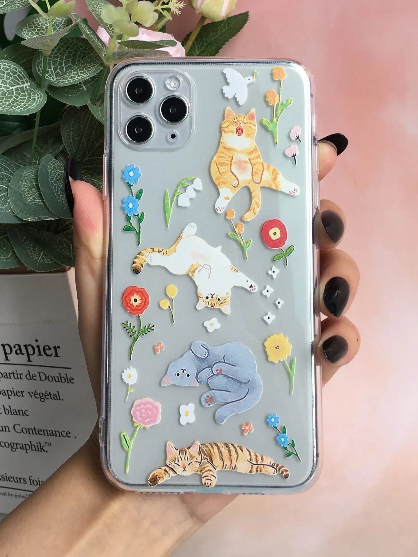 Cartoon Cat Clear Phone Case