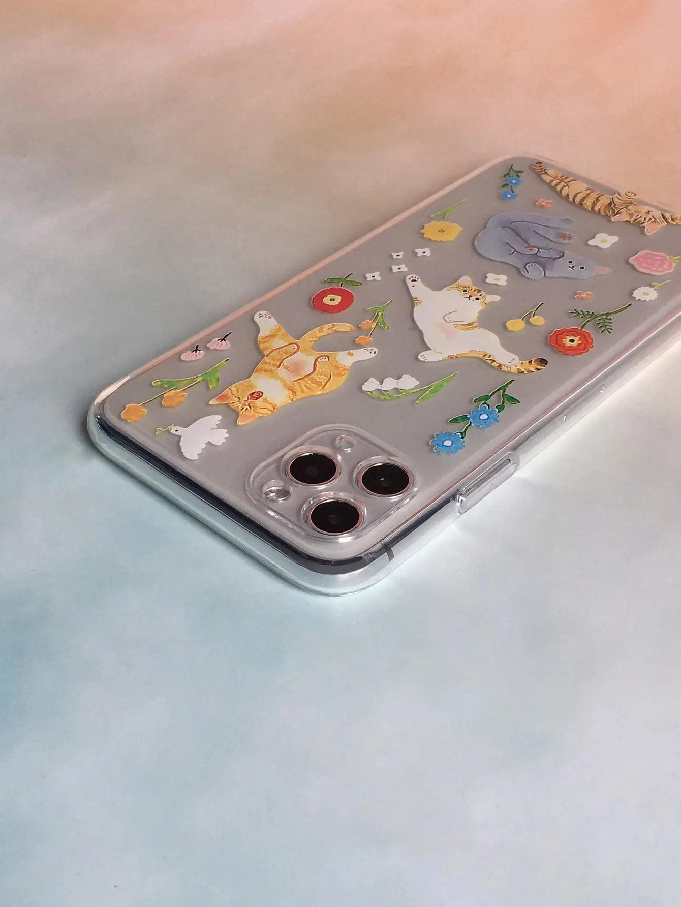 Cartoon Cat Clear Phone Case