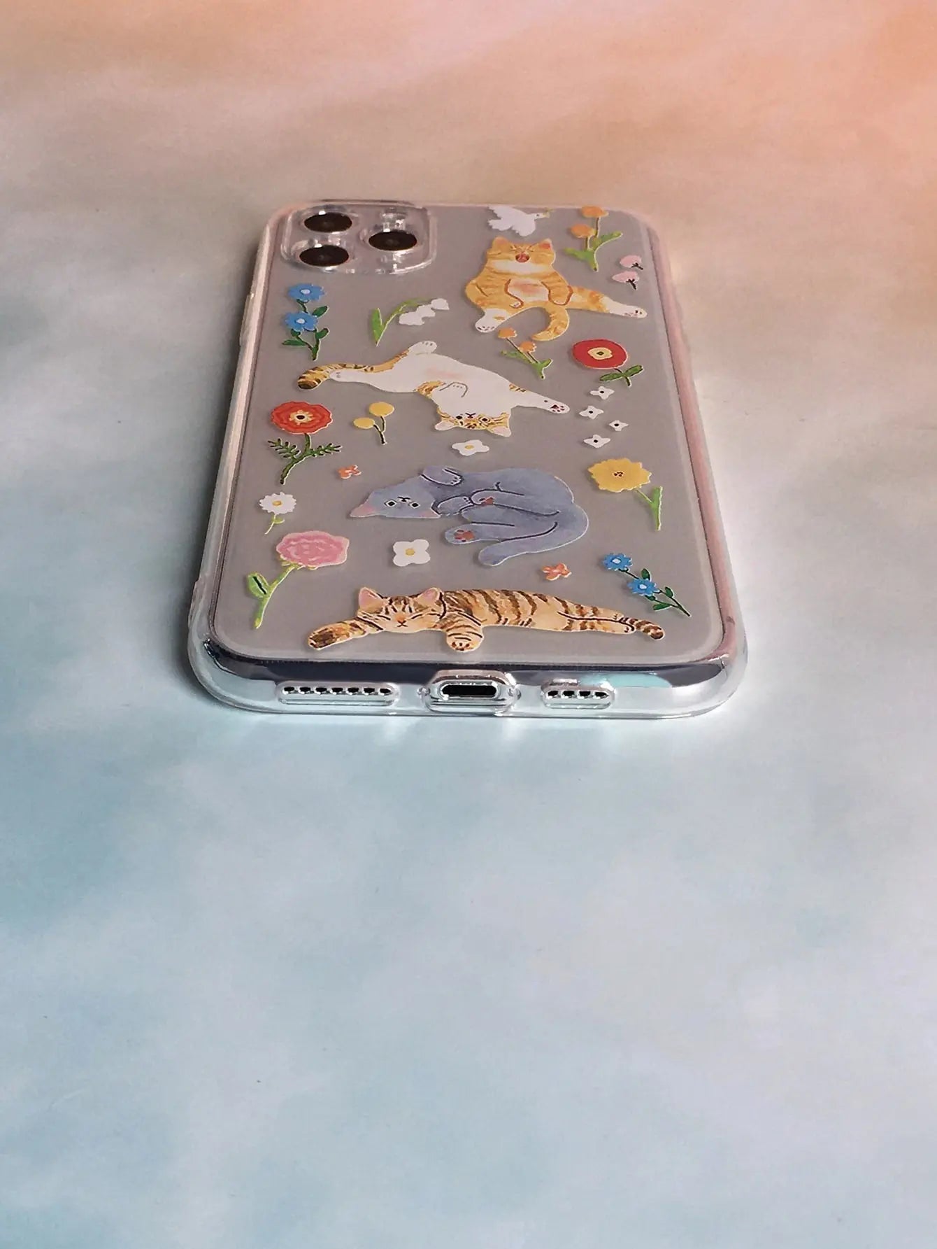 Cartoon Cat Clear Phone Case