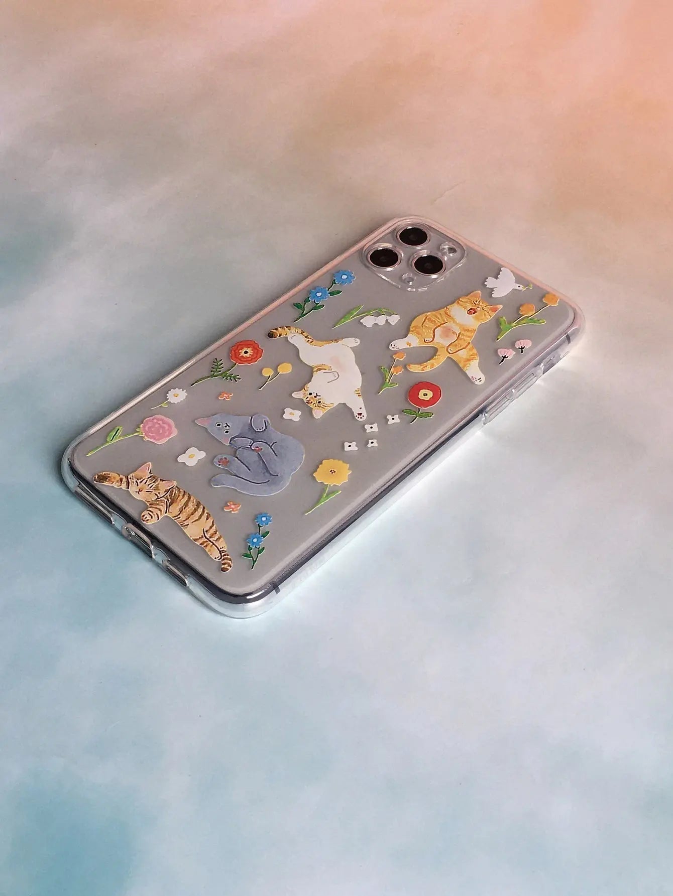Cartoon Cat Clear Phone Case