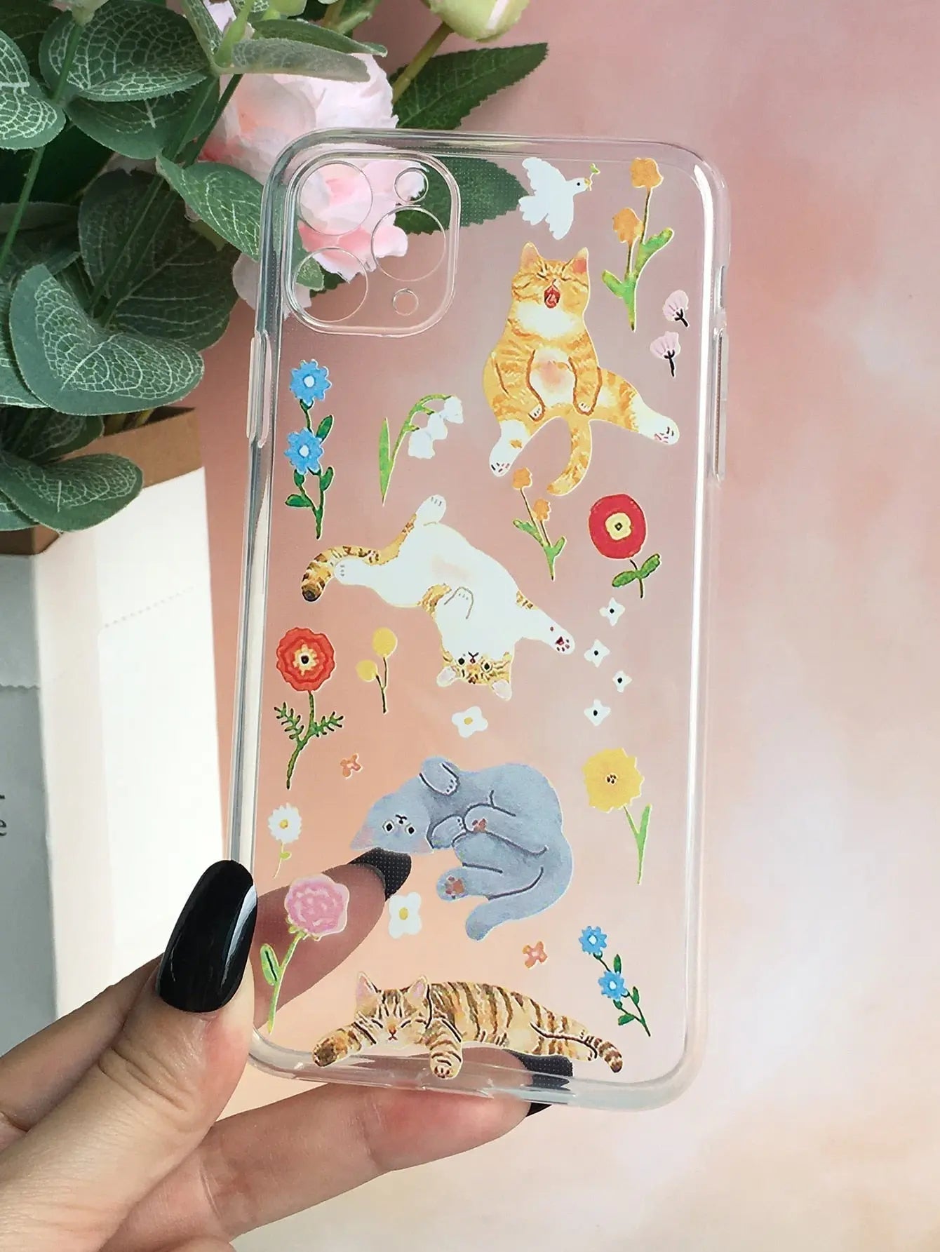Cartoon Cat Clear Phone Case