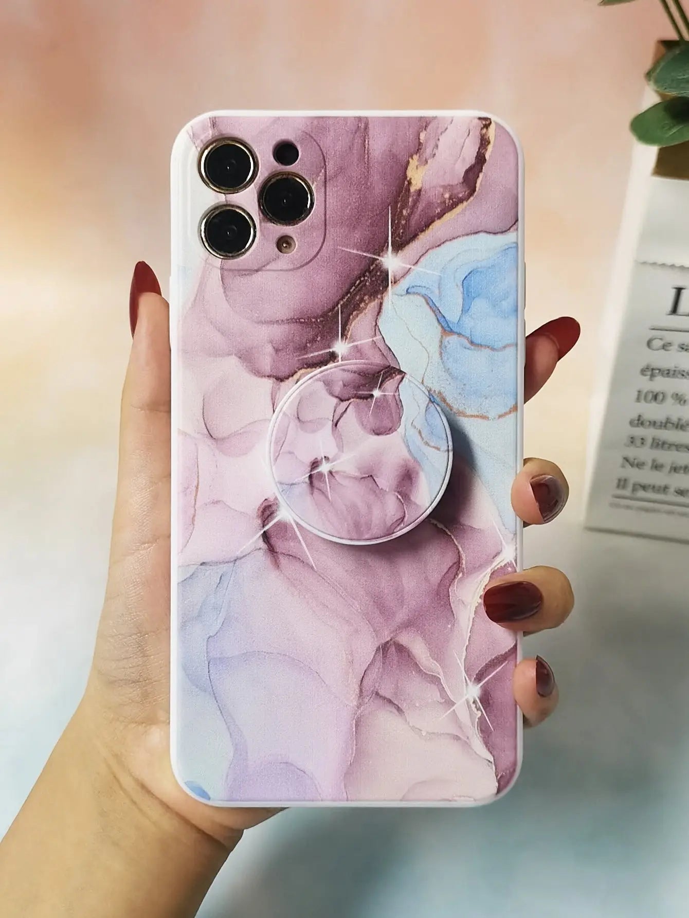Marble Pattern Phone Case With Stand Out Phone Grip