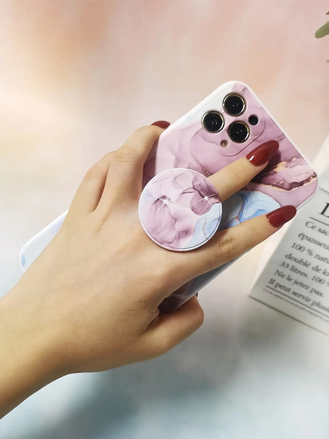 Marble Pattern Phone Case With Stand Out Phone Grip