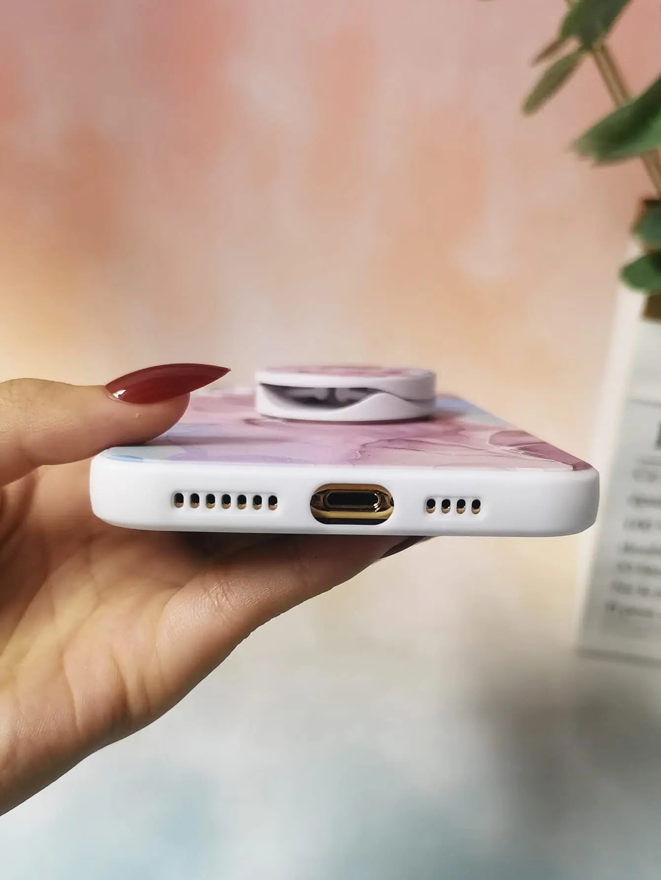 Marble Pattern Phone Case With Stand Out Phone Grip