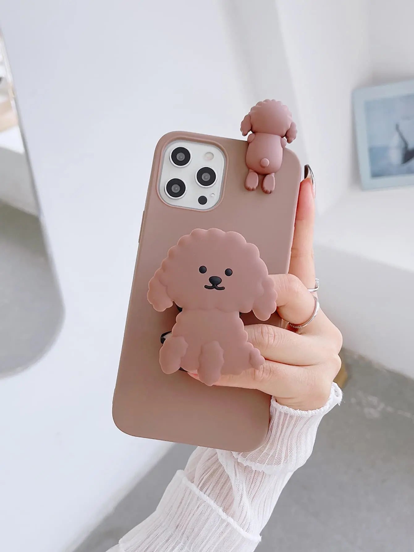 1pc Cute Phone Case With Cartoon Shaped Pop Out Phone Grip