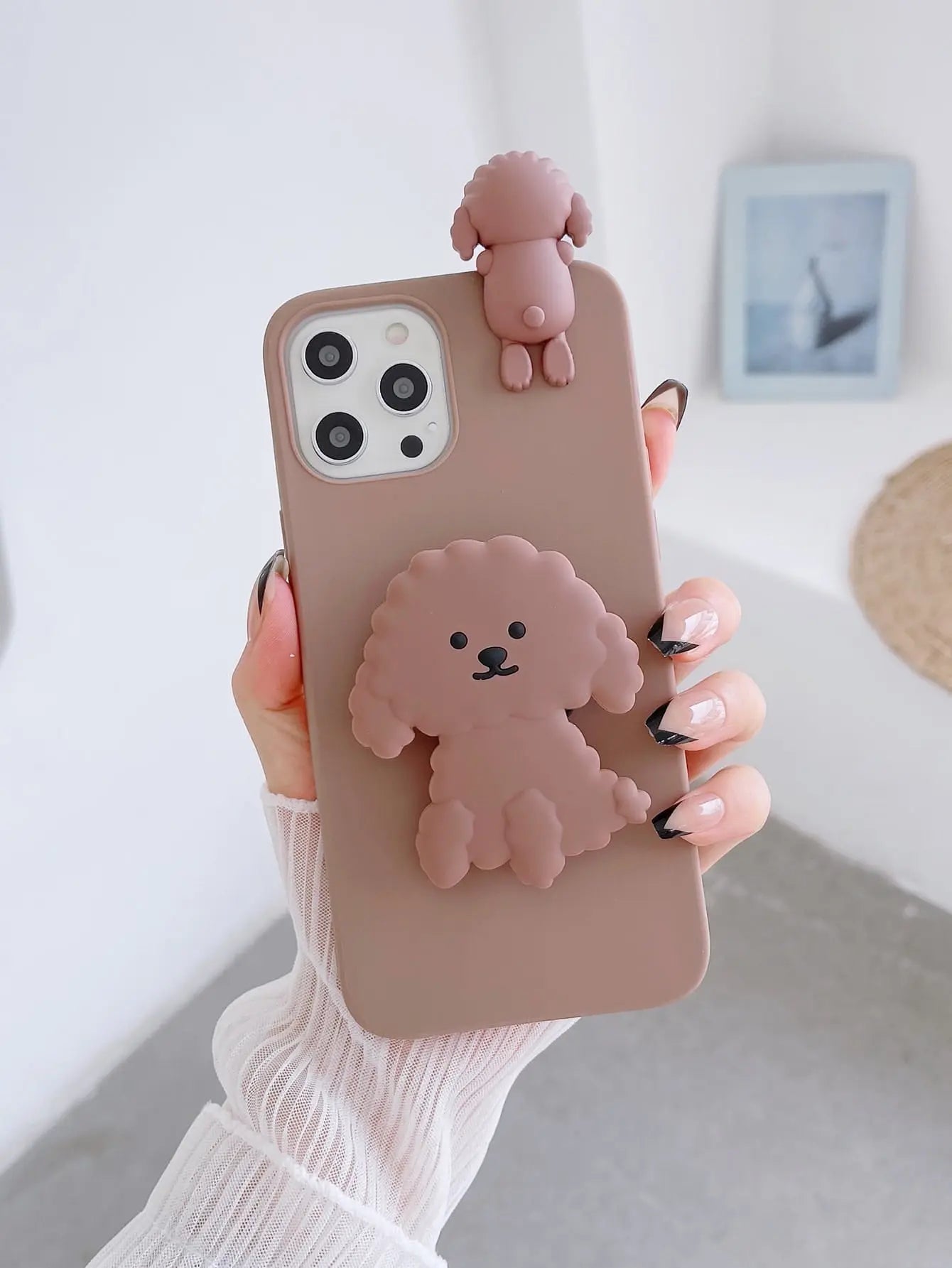 1pc Cute Phone Case With Cartoon Shaped Pop Out Phone Grip