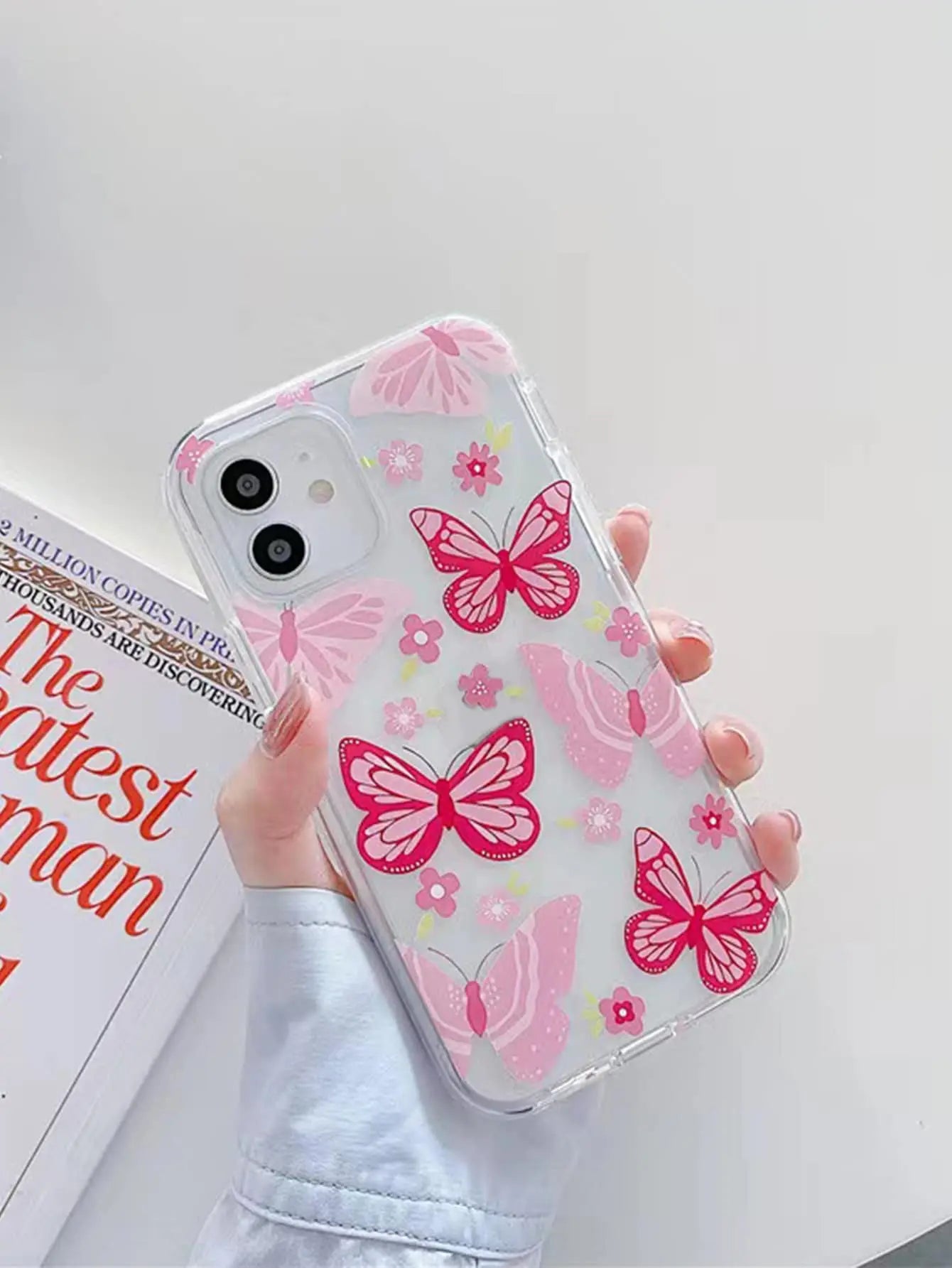 Butterfly Flower Pattern Clear Phone Case