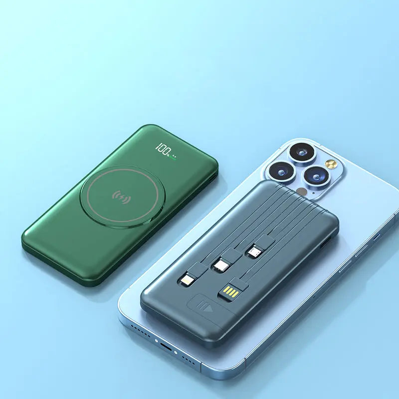 Magnetic wireless power bank wireless charging power banks with cable
