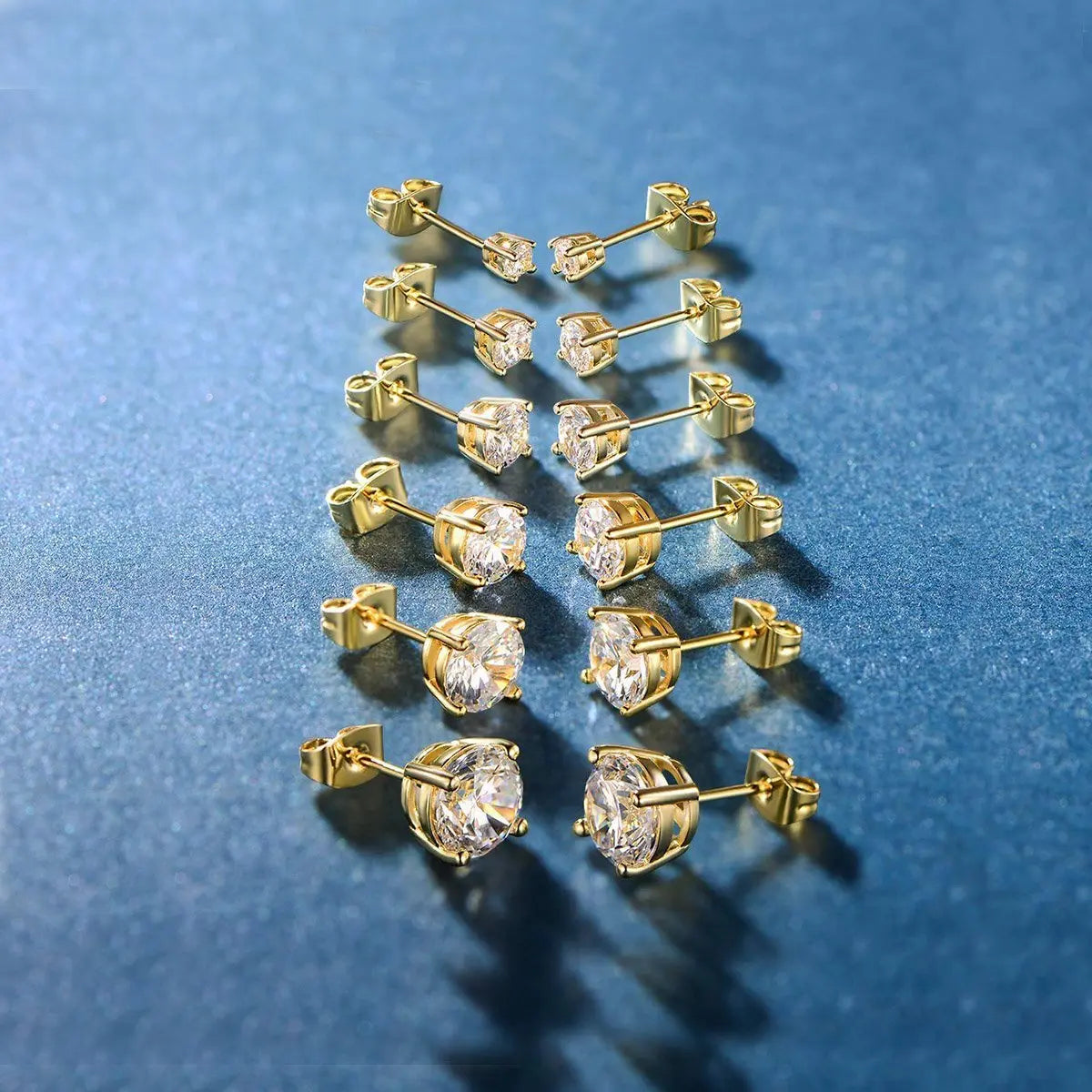 9.00 Cttw Stud Earrings Set 18K White Gold Plated Crystal Gemstone
