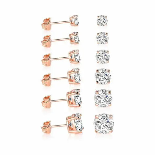 9.00 Cttw Stud Earrings Set 18K White Gold Plated Crystal Gemstone