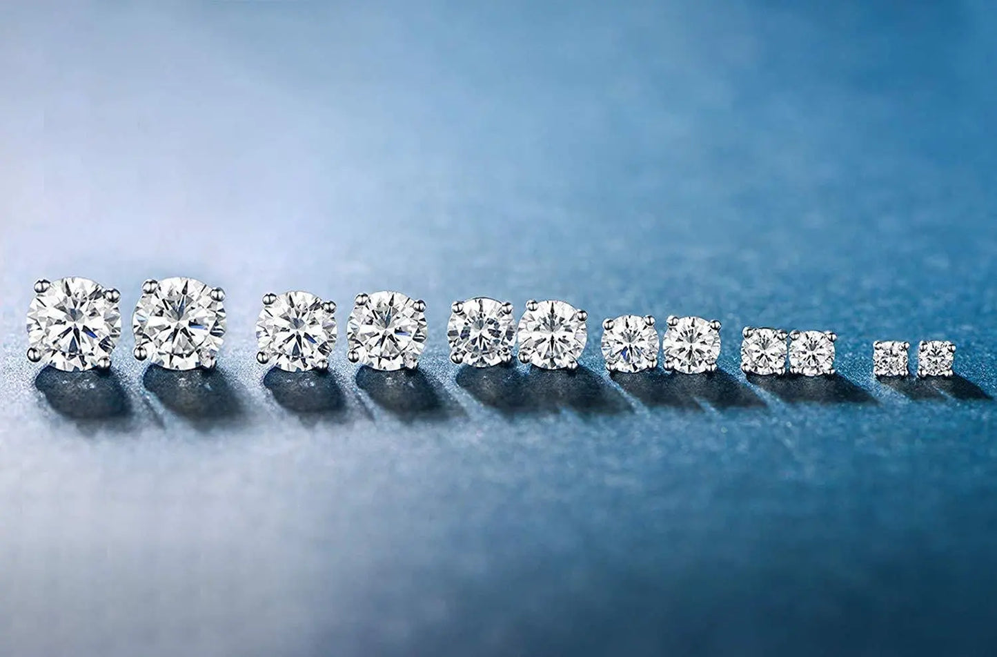 9.00 Cttw Stud Earrings Set 18K White Gold Plated Crystal Gemstone