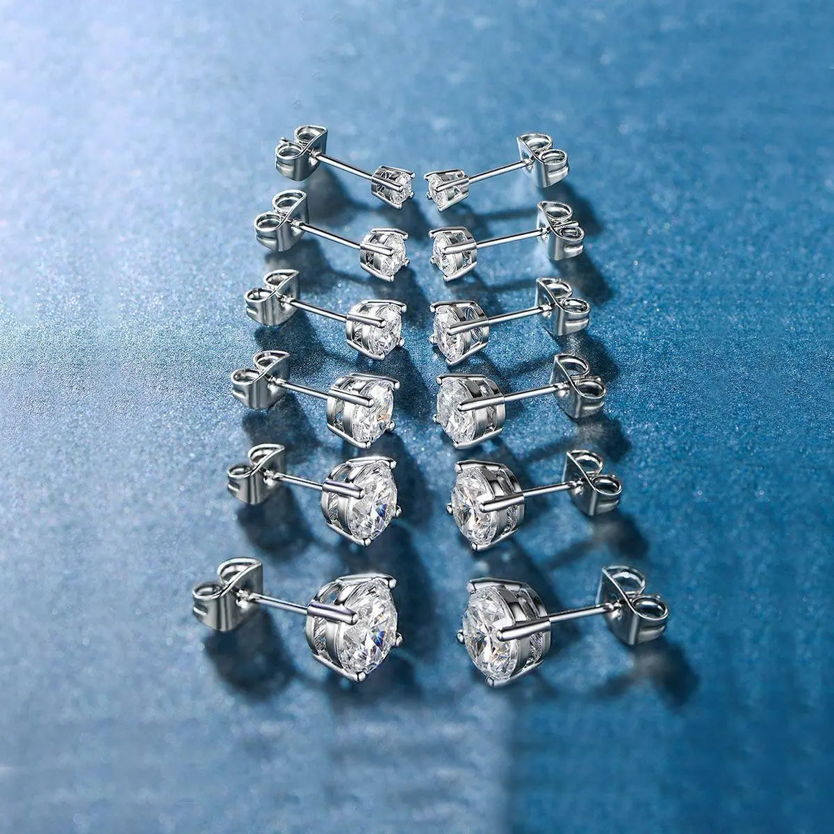 9.00 Cttw Stud Earrings Set 18K White Gold Plated Crystal Gemstone