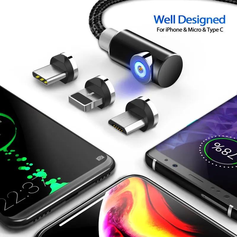 Magnetic smartphone charging cable iPhone Android Universal
