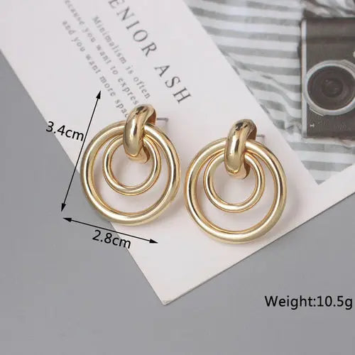 OH Fashion Twist Metal Stud Earrings for Women Hollow Geometric
