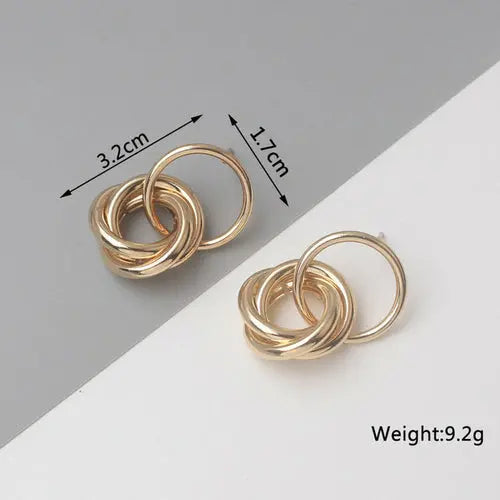 OH Fashion Twist Metal Stud Earrings for Women Hollow Geometric