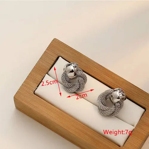 OH Fashion Twist Metal Stud Earrings for Women Hollow Geometric