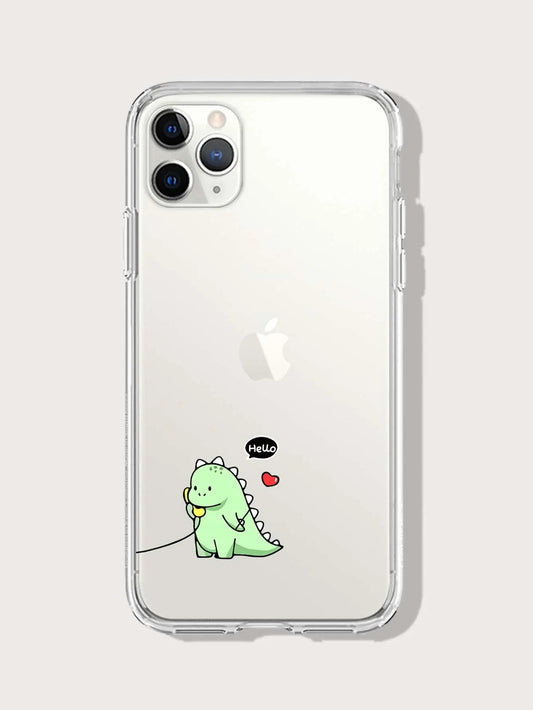 2pcs Couple Dinosaur Print Clear iPhone Case