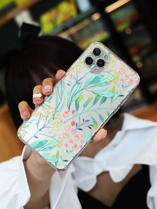 Plant Print Clear Phone Case