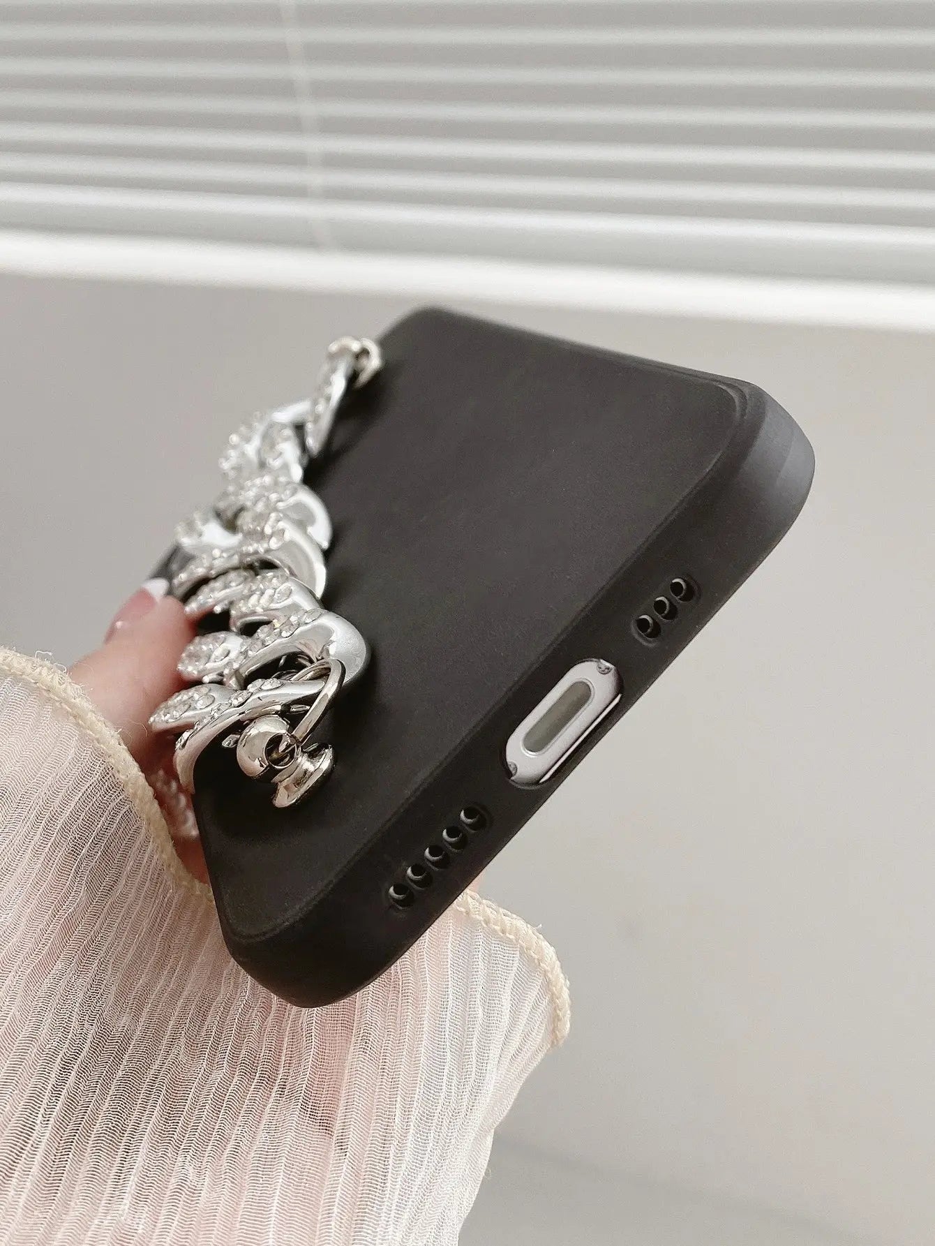 Plain Phone Case With Chain Hand Strap