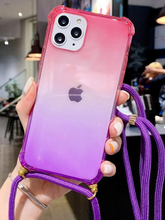 Ombre Clear Phone Case With Lanyard