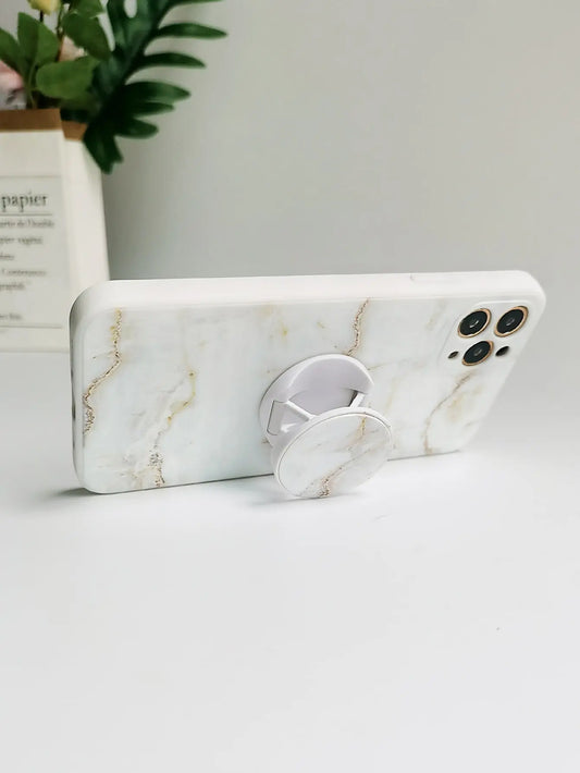 Marble Pattern Phone Case With Stand Out Phone Grip