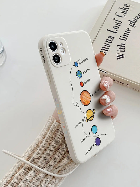 Cartoon Planet Phone Case With Lanyard