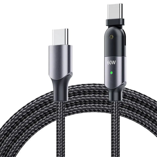 180 Degree PD-60W/100W 3A/5A Fast Charging Data Cable-dual Type-c Head